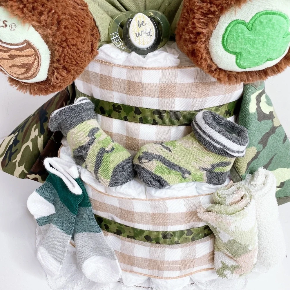 Teddy Bear Military Diaper Cake